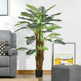 easycomfort easycomfort palma artificiale verde da 160 cm in vaso con 36 foglie in pe e cemento per interno ed esterno