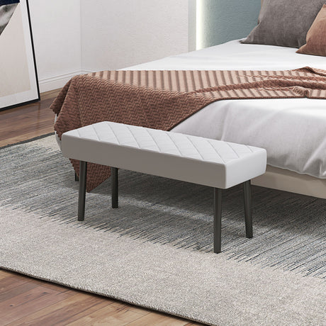 easycomfort easycomfort panca fondoletto imbottita in finta pelle trapuntata a diamante e gambe in acciaio 100x35x45cm grigio