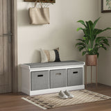 easycomfort easycomfort panca scarpiera in legno con 3 cassetti e seduta in tessuto per 3 paia di scarpe 105x35x47 cm bianco