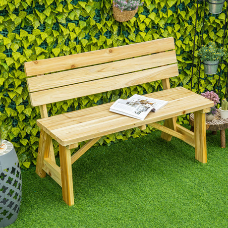 easycomfort easycomfort panchina da giardino in legno 2 posti a doghe con schienale alto 116x56x80cm colore naturale