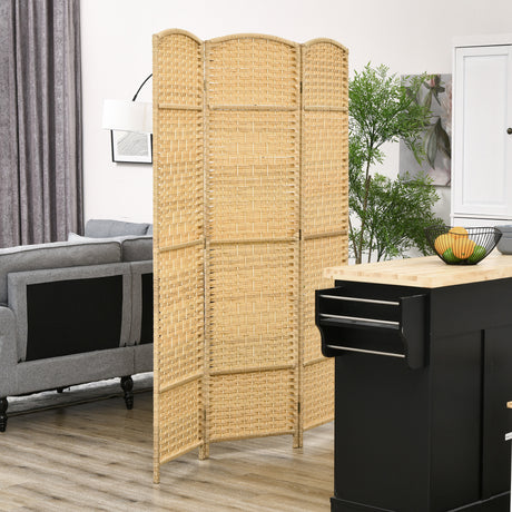 easycomfort easycomfort paravento a 3 ante pieghevole per interni autoportante e intrecciato 135x180 cm color legno