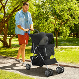 easycomfort easycomfort passeggino per cani pieghevole con cestino e portabicchiere peso max 10 kg 75x45x97cm nero