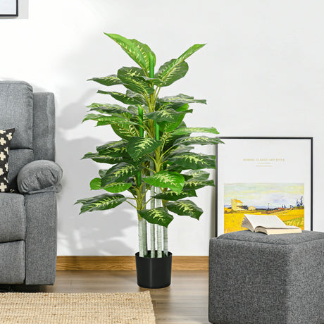 easycomfort easycomfort pianta artificiale decorativa alta 120 cm con vaso nero per interni ed esterni