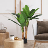 easycomfort easycomfort pianta artificiale di banano alta 120 cm con vaso incluso per interni verde