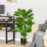 easycomfort easycomfort pianta verde artificiale da 95 cm e 33 foglie con vaso nero 15x13 cm in peva pe e cemento