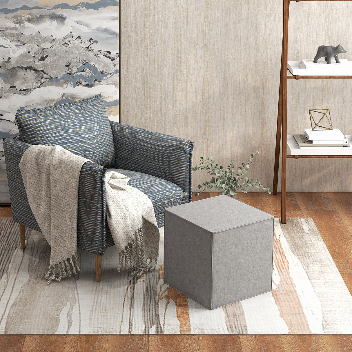 easycomfort easycomfort poggiapiedi quadrato 2 in 1 con rivestimento rimovibile in tessuto effetto lino 41x41x41 cm grigio chiaro