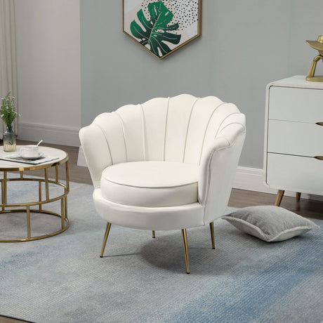 easycomfort easycomfort poltrona di design stile vintage imbottita in velluto 79x77x77cm crema