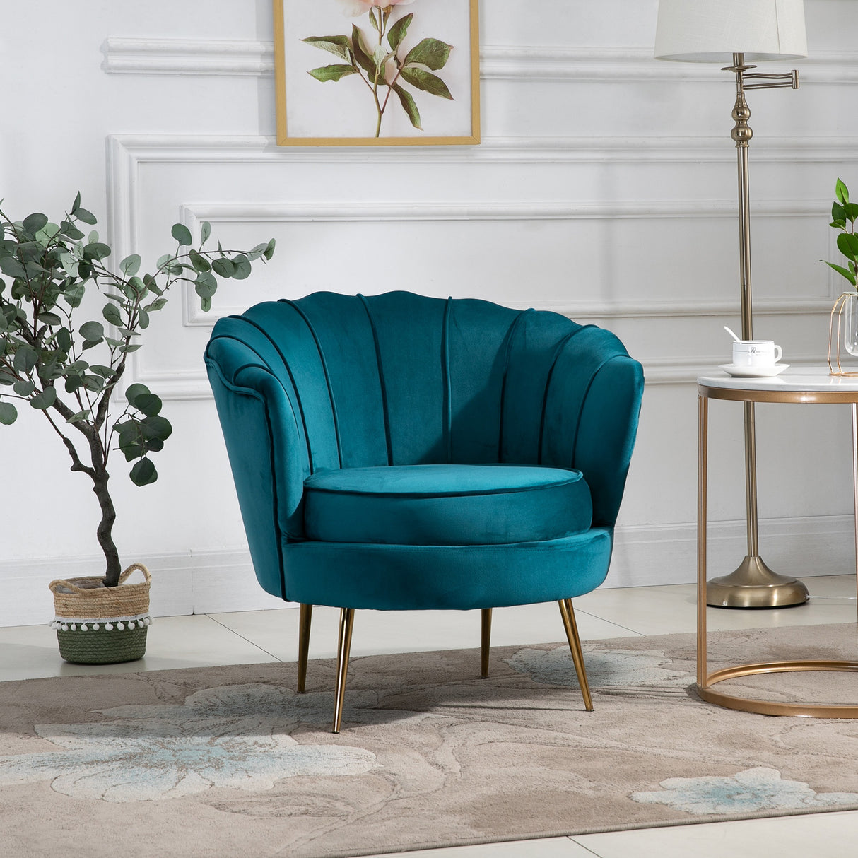 easycomfort easycomfort poltrona di design stile vintage imbottita in velluto 79x77x77cm verde petrolio ean 8054144138367