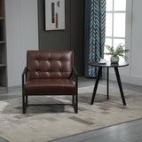 easycomfort easycomfort poltrona imbottita stile industriale trapuntata a bottoni arredamento moderno poltroncina da ingresso in metallo e pu 75x81x78cm marrone