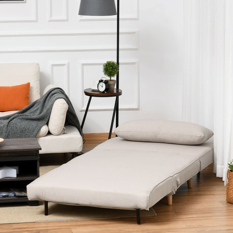easycomfort easycomfort poltrona letto 3 in 1 con schienale reclinabile in 6 posizioni 94x78x80 cm beige
