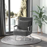 easycomfort easycomfort poltrona letto singolo 3 in 1 con schienale reclinabile su 5 livelli e cuscino divano letto singolo pieghevole per soggiorno e salotto in pelle scamosciata e metallo 65x69x80 cm grigio ean 8055776911588