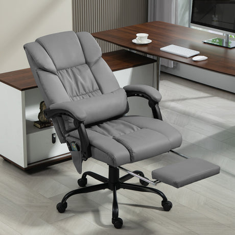 easycomfort easycomfort poltrona massaggiante e reclinabile con poggiapiedi in finta pelle e acciaio 66x75x112 122 cm grigio