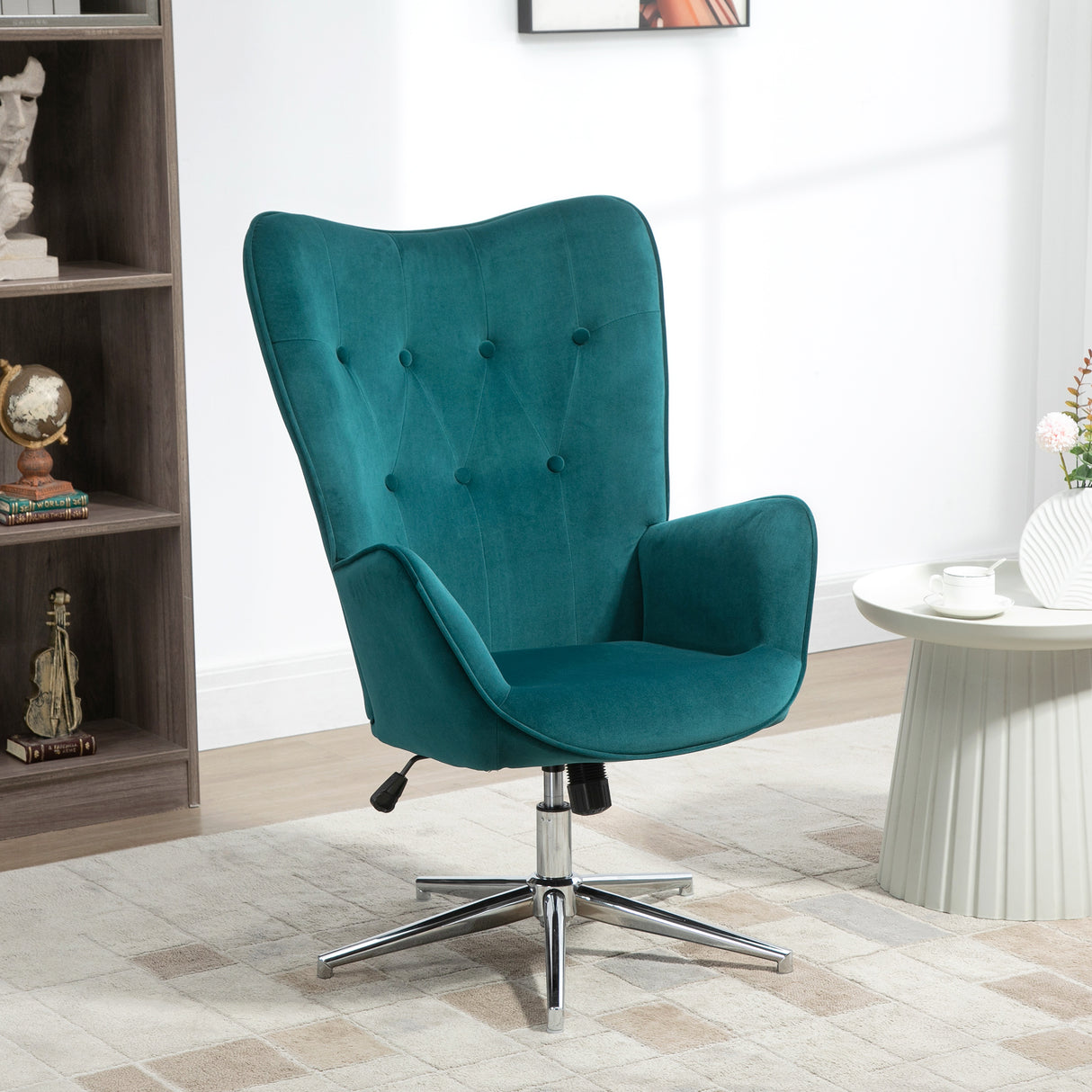 easycomfort easycomfort poltrona per ufficio e salotto in velluto girevole con braccioli e altezza regolabile blu