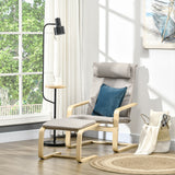 easycomfort easycomfort poltrona relax con pouf poggiapiedi in legno e tessuto con poggiatesta 67x69x100cm grigio