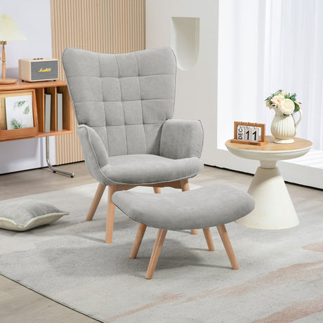 easycomfort easycomfort poltrona relax con pouf poggiapiedi in velluto a costine con schienale alto e braccioli grigio