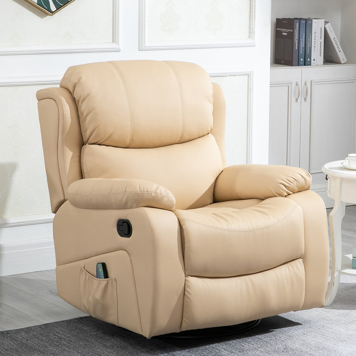 easycomfort easycomfort poltrona relax reclinabile beige con 8 punti massaggianti riscaldanti e poggiapiedi 97x92x104 cm