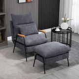easycomfort easycomfort poltrona relax reclinabile con pouf poggiapiedi in velluto a costine grigio