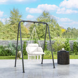 easycomfort easycomfort poltrona sospesa in stile boho con cuscino in acciaio cotone e poliestere 80x60x40 cm bianco crema