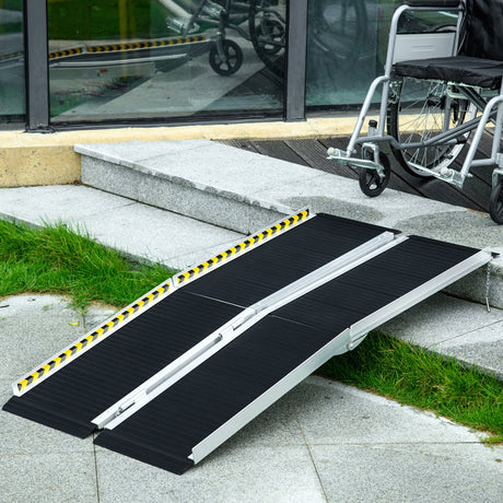 easycomfort easycomfort rampa per sedia a rotelle pieghevole e antiscivolo in alluminio 152x73cm capacita 272kg