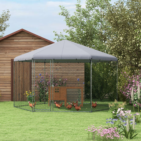 easycomfort easycomfort recinto per galline con tetto e porta bloccabile in acciaio per 10 15 animali 4x3 5x2 6m