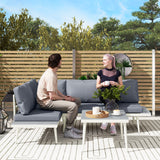 easycomfort easycomfort salotto da giardino con 2 divani con cuscini schienale regolabile a 5 livelli e tavolino a doghe grigio