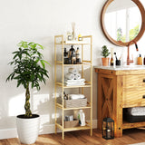 easycomfort easycomfort scaffale bagno a 5 ripiani regolabili in altezza in bambu 43 5x31 5x142 cm legno naturale
