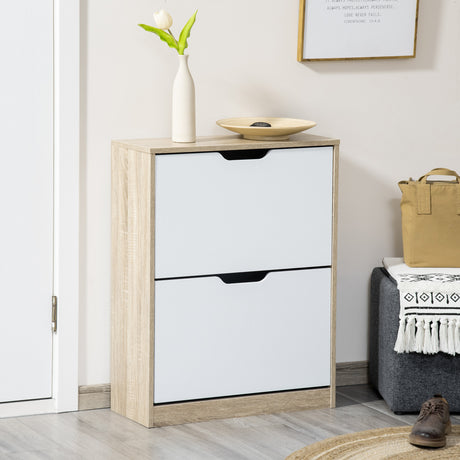 easycomfort easycomfort scarpiera salvaspazio slim a 2 cassetti per 8 paia di scarpe 62 5x26x81 cm legno e bianco