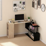 easycomfort easycomfort scrivania angolare salvaspazio con ripiano a s in legno 140x120x78 cm color legno