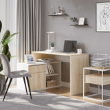 easycomfort easycomfort scrivania angolare scrivania ad angolo per computer da camera o ufficio scrivania salvaspazio in legno rovere e bianco