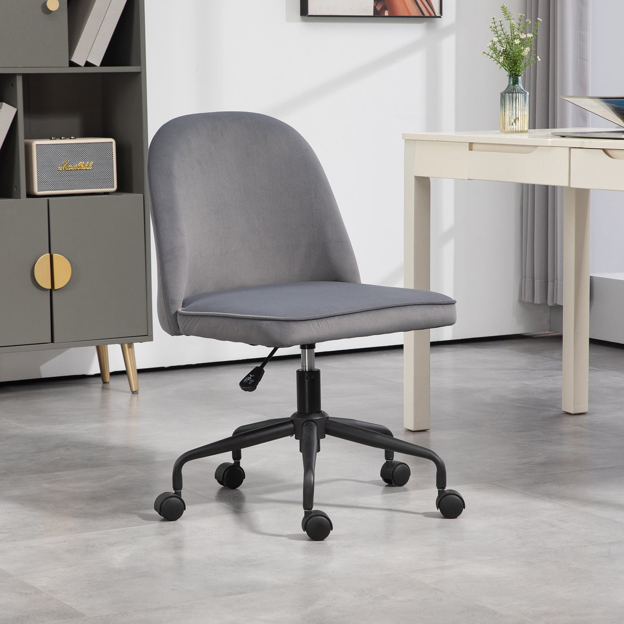 easycomfort easycomfort sedia da ufficio con altezza regolabile e funzione dondolo rivestimento in tessuto vellutato grigio