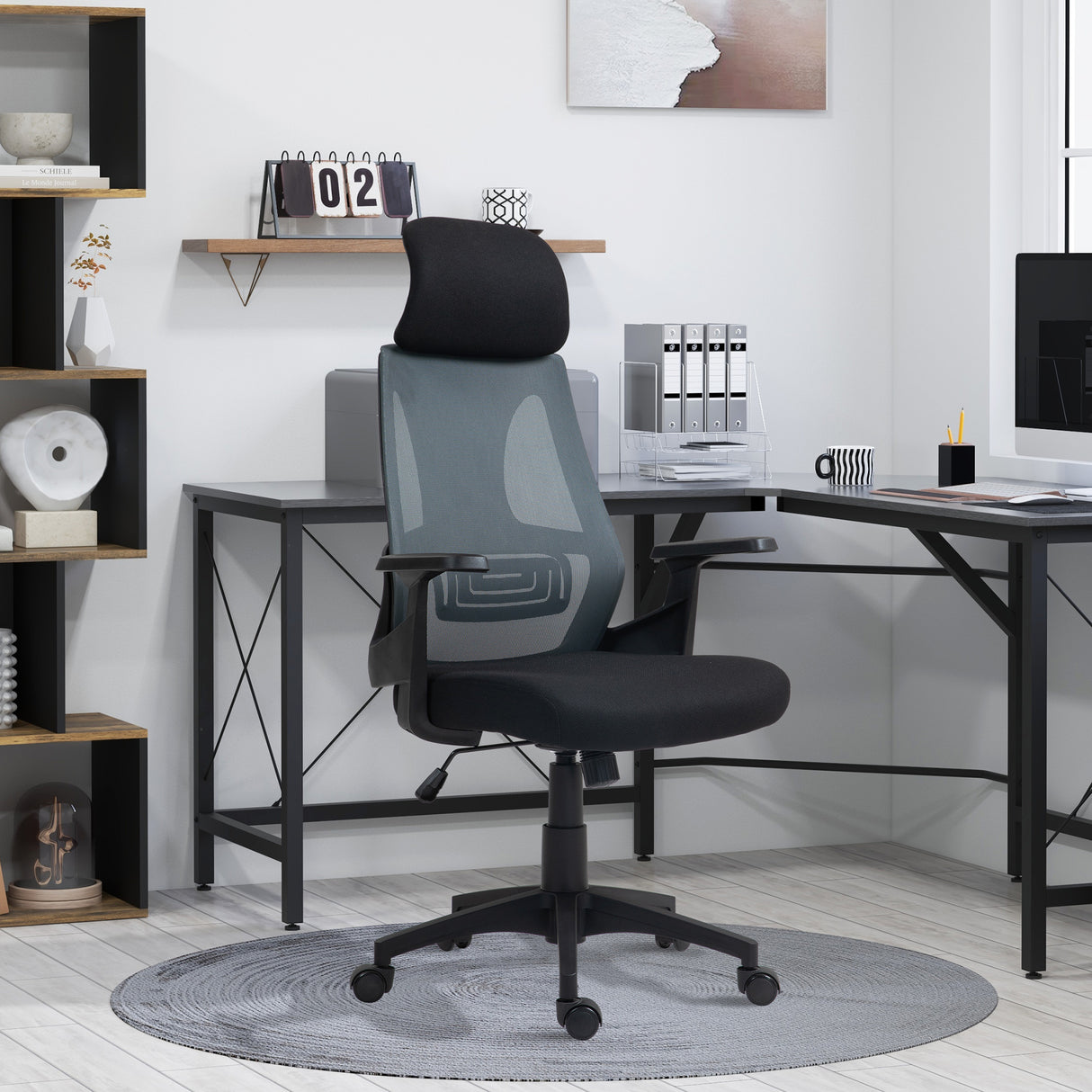 easycomfort easycomfort sedia da ufficio con supporto lombare e poggiatesta seduta girevole con altezza regolabile nero