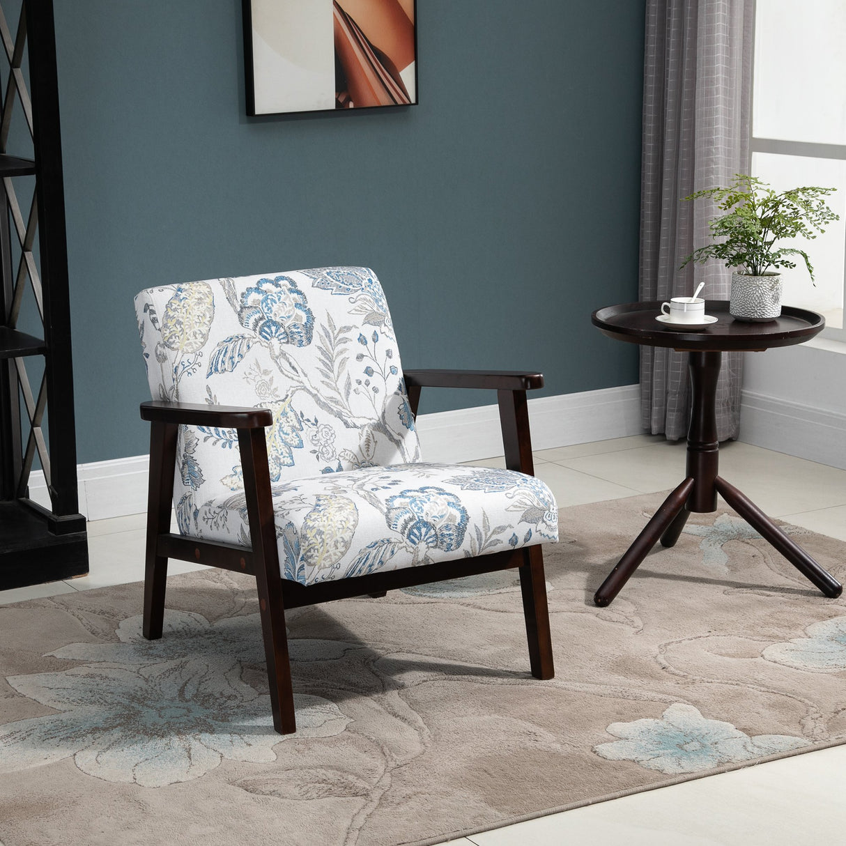 easycomfort easycomfort sedia per soggiorno poltroncina imbottita con braccioli in legno e tessuto traspirante per casa e ufficio a fiori 68 5x78 5x75cm ean 8054144139586