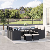easycomfort easycomfort set 11 pz mobili da giardino in rattan da esterno con tavolo in vetro temperato e cuscini set da pranzo nero