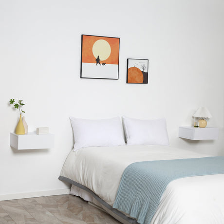 easycomfort easycomfort set 2 comodini sospesi in legno design moderno 40x30x15cm bianco