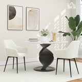 easycomfort easycomfort set 2 sedie da pranzo nordiche imbottite con braccioli ricurvi in tessuto effetto velluto 54x57x80 cm crema