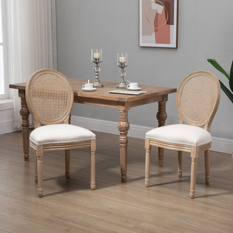 easycomfort easycomfort set 2 sedie per soggiorno in stile vintage con schienale traforato in legno e tessuto 49x56x96cm bianco crema