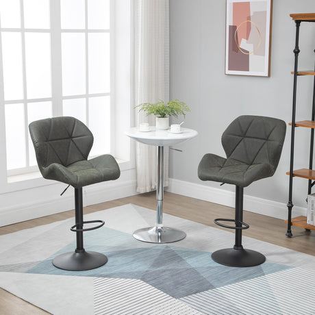 easycomfort easycomfort set 2 sgabelli da bar con altezza regolabile base in metallo e seduta in finta pelle sgabelli con schienale e poggiapiedi 51 5x57 5x93 114 5 cm verde militare
