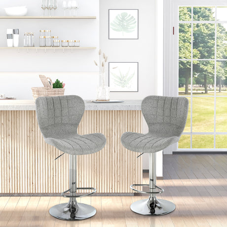 easycomfort easycomfort set 2 sgabelli da bar girevoli con altezza regolabile poggiapiedi e schienale in tessuto grigio