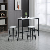 easycomfort easycomfort set 3 pezzi con tavolo rettangolare e 2 sgabelli da bar in truciolato mdf e acciaio bianco e nero