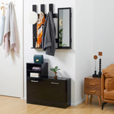 easycomfort easycomfort set appendi abiti da ingresso con specchio e scarpiera per 8 paia di scarpe nero lucido