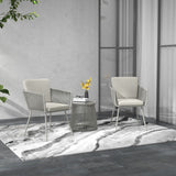 easycomfort easycomfort set da esterno con tavolino in vetro e 2 sedie da giardino in rattan stile boho grigio chiaro