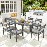 easycomfort easycomfort set da giardino con tavolo allungabile e 6 sedie impilabili con cuscini grigio
