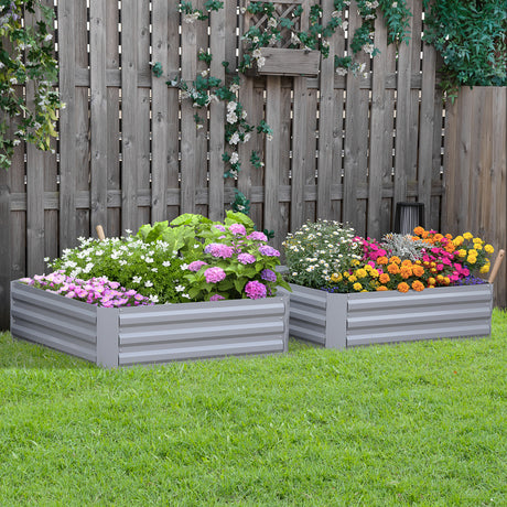 easycomfort easycomfort set di 2 letti per orto rialzati con fondo aperto per piante e ortaggi in acciaio 100x100x30 cm grigio