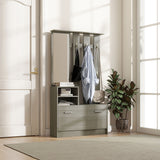 easycomfort easycomfort set mobili da ingresso con appendiabiti specchio panca con scaffale e scarpiera per 8 paia di scarpe grigio