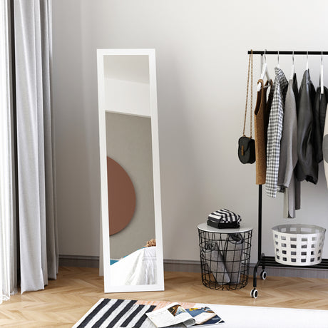 easycomfort easycomfort specchio a figura intera con supporto richiudibile e fori per montaggio in legno e vetro 37x37x154 cm bianco