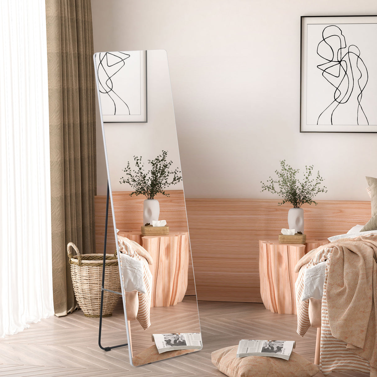easycomfort easycomfort specchio da terra e parete con struttura in alluminio per camera ingresso e bagno 45x37x158 5cm