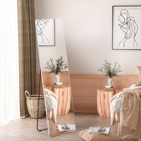 easycomfort easycomfort specchio da terra e parete con struttura in alluminio per camera ingresso e bagno 45x37x158 5cm