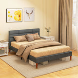 easycomfort easycomfort struttura letto con testiera per materassi matrimoniali in tessuto 141x207x88 cm grigia