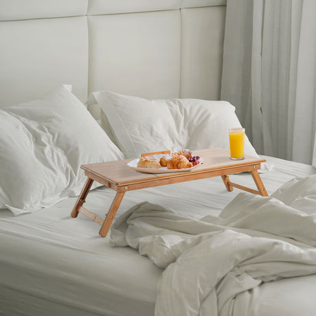 easycomfort easycomfort tavolino da letto per pc pieghevole e inclinabile con cassetto 72x35x22 30 colore legno