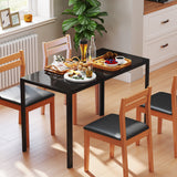easycomfort easycomfort tavolo da cucina per 4 persone in metallo e vetro temperato 120x60x75 cm nero
